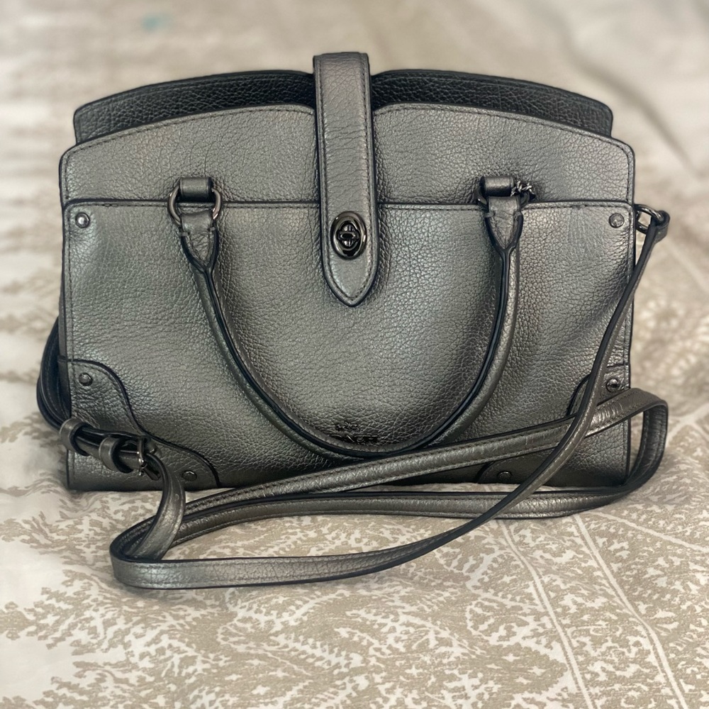 Coach Mini Darcey Carryall In Silver